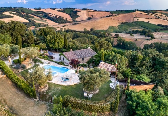 Aerial view of the villa surrounded by hills – Villa Valgiorgia